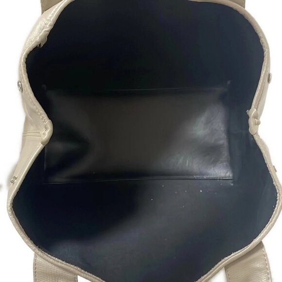 Auth BALENCIAGA Navy Cabas S 339933 Beige Leather - Tote Bag - Picture 6 of 12